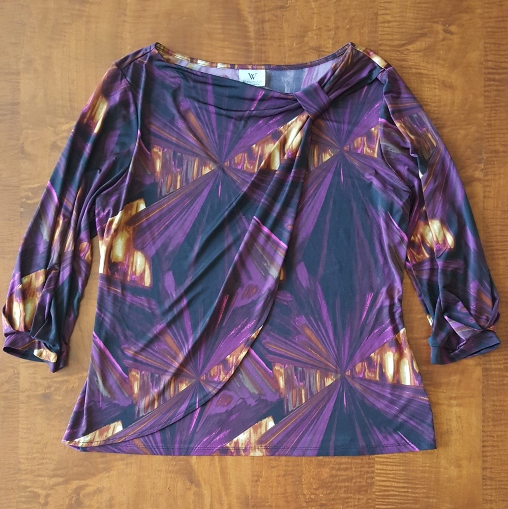 EUC Worthington  PL Knot BoatNeck Drape Front Top